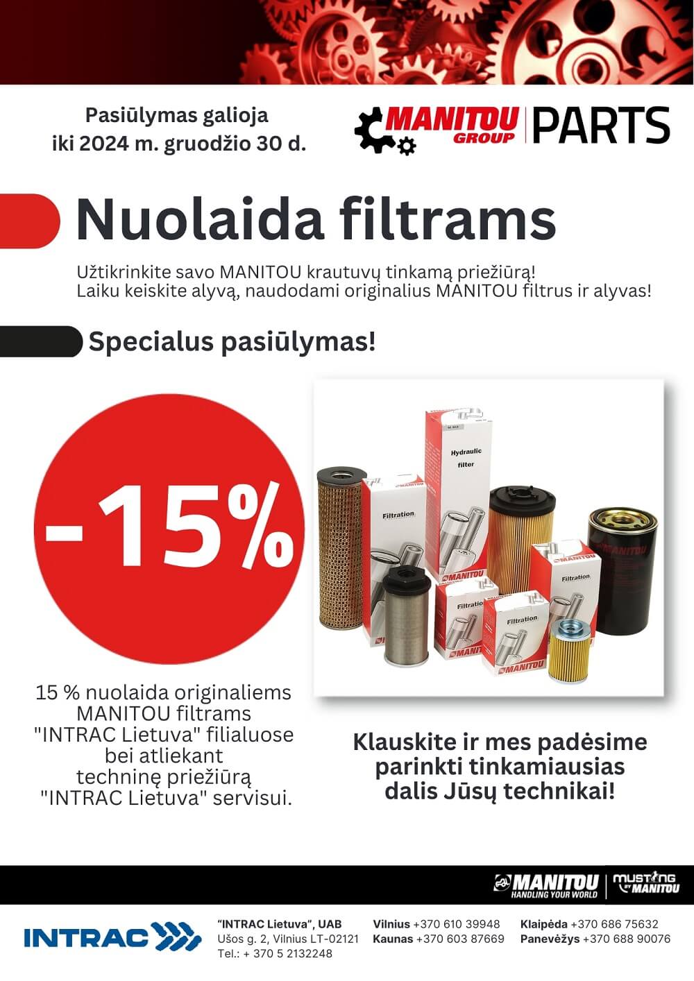 Nuolaida originaliems MANITOU filtrams